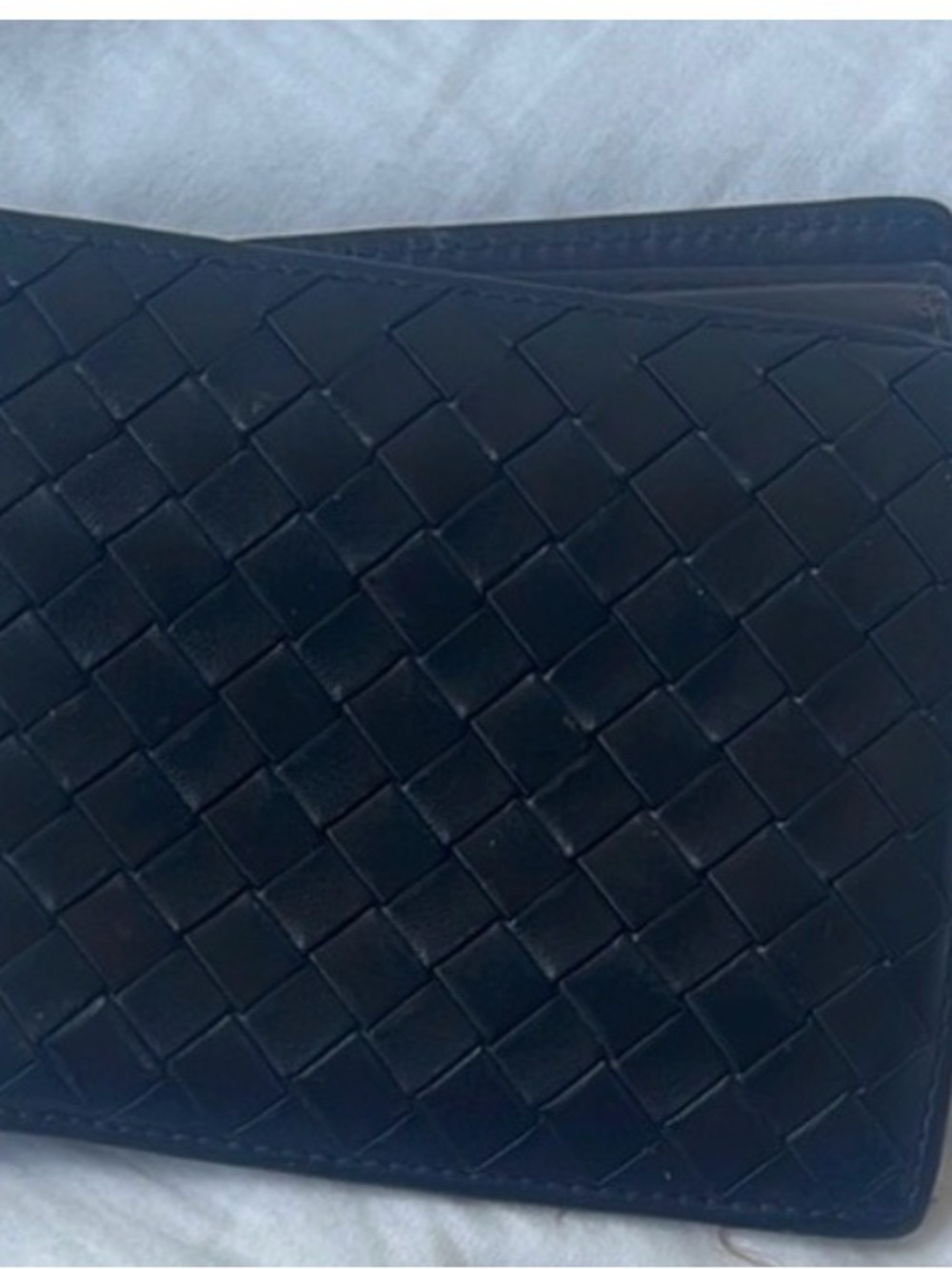 Bottega Veneta Black Intrecciato Woven Leather Bifold Wallet